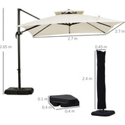Premium Roma 3m Square Cantilever Parasol With Base Outsunny