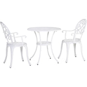 3pc White Metal Bistro Set Outsunny