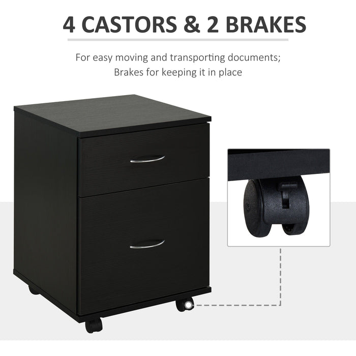 Black 2 Drawer File Cabinet With Wheels