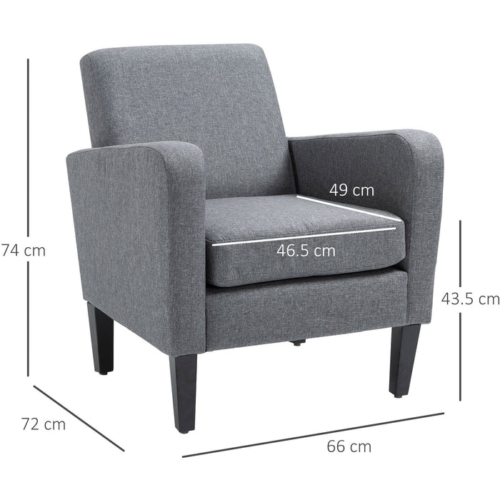 Grey Linen Single Armchair with Padded Seat