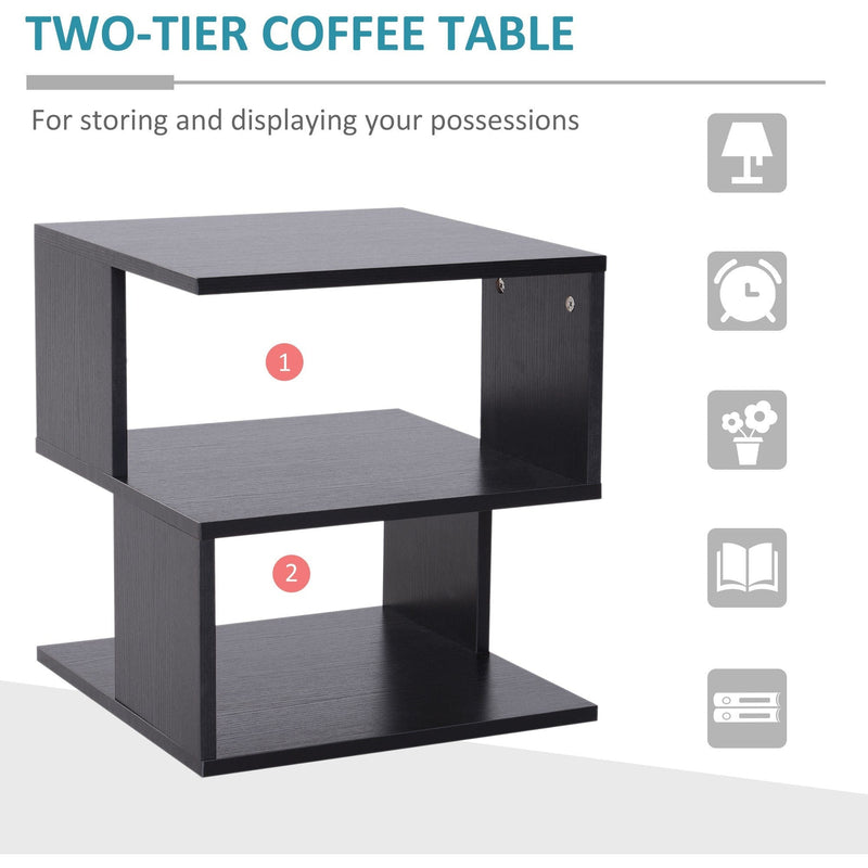 2 Tier Square Coffee Table with Storage