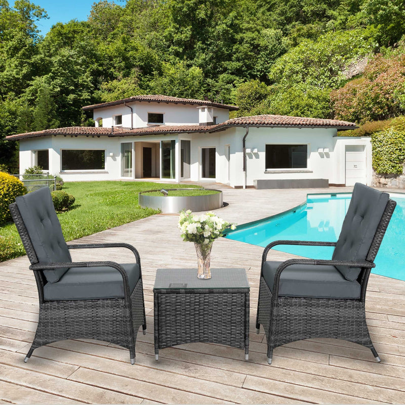 2 Seater Rattan Bistro Set with Cover