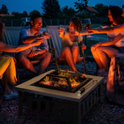 Large Square Metal Fire Pit With Cover Outsunny
