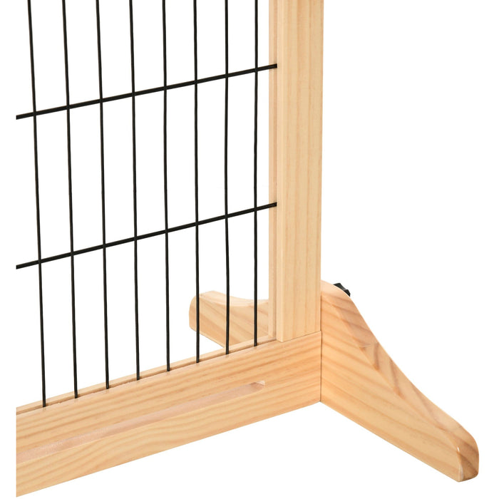 PawHut Freestanding Wooden Pet Gate - Natural