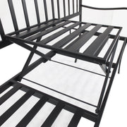 Outsunny Outdoor Metal Frame Bench Patio Park Garden Seating Chair with Foldable Middle Table Outsunny