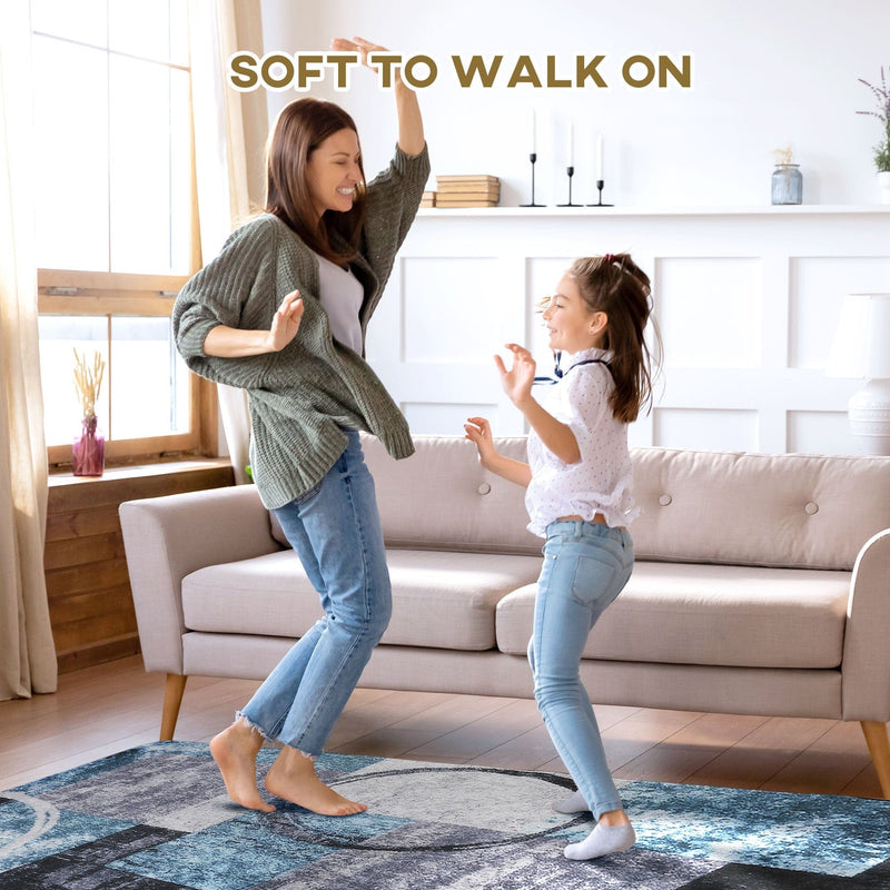 Blue Geometric Rug, Large, 160x230 cm