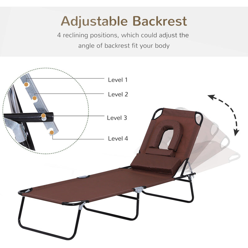 Folding Sun Lounger With Face Hole Outsunny