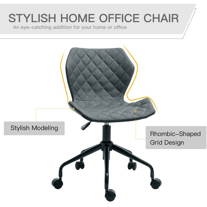 Grey Linen Home Office Swivel Chair with Adjustable Height