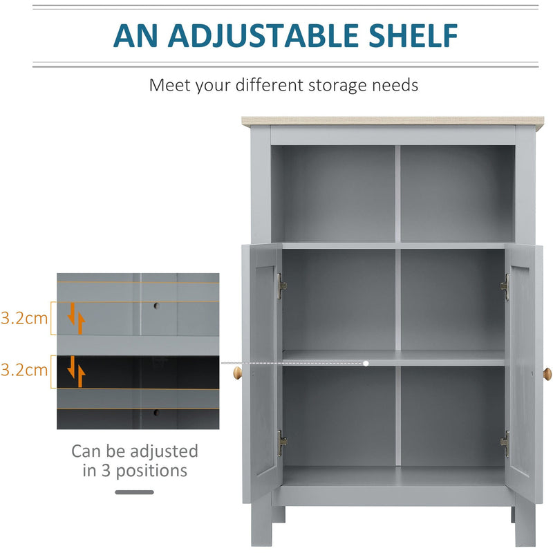 Grey Freestanding Bathroom Cabinet Kleankin