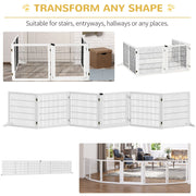 White Freestanding Wooden Pet Gate, 6 Panels Pawhut