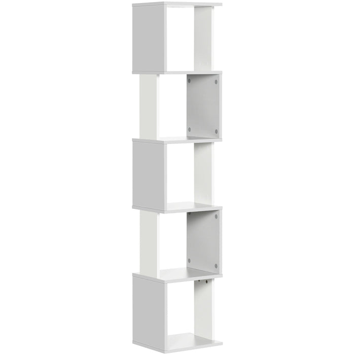 5 Shelf Bookshelf, 33W x 28D x 161H cm, Light Grey/White
