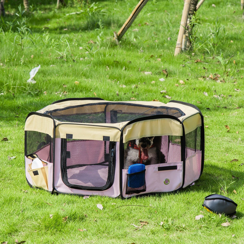 Fabric Pet Playpen for Small Animals, Pink, L37xH37xD90cm