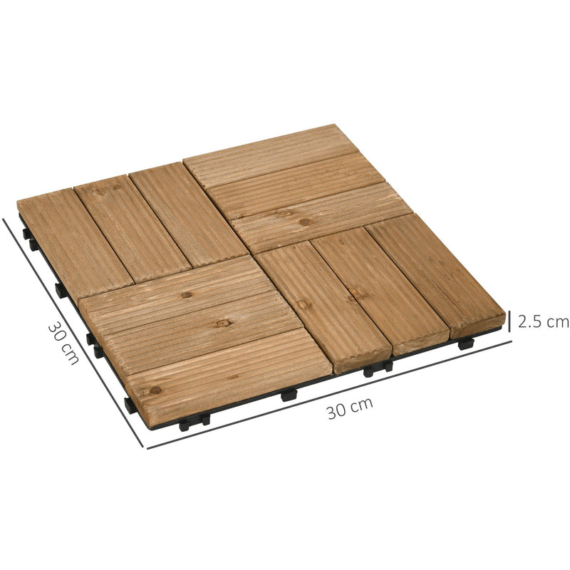 Brown Wooden Interlocking Decking Tiles - 27 Pcs