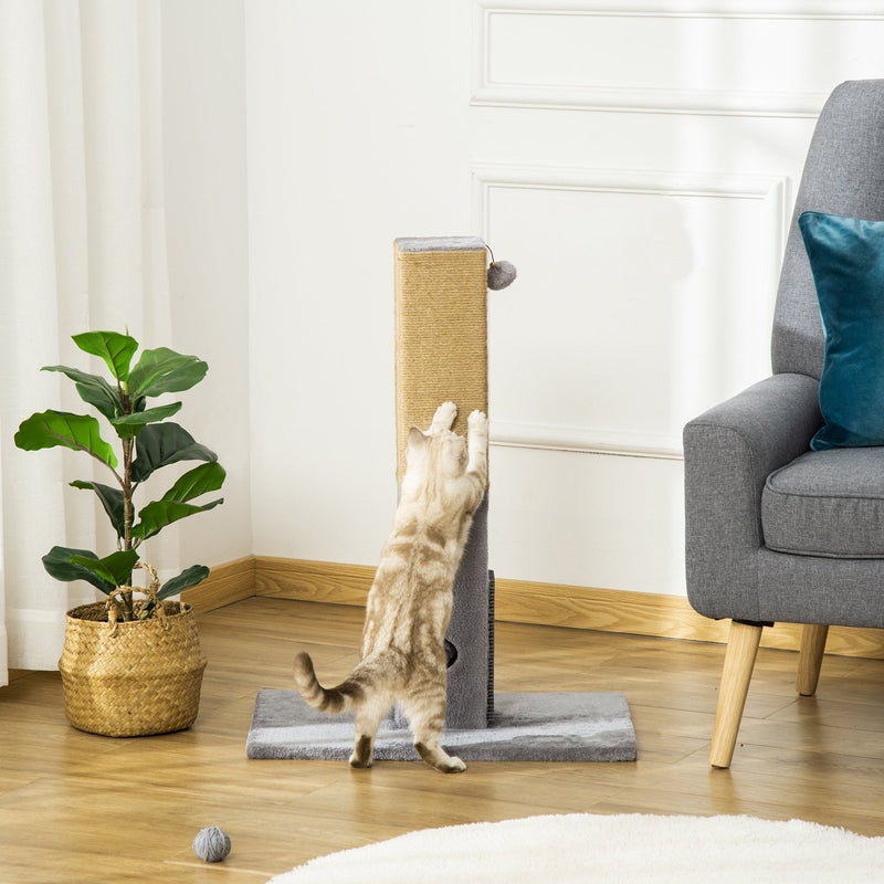 79cm Cat Scratch Post, Jute Climber, Carpet Base, Grey