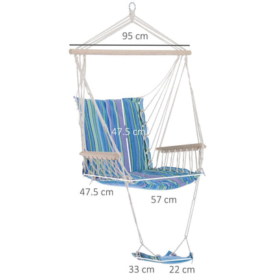 Outdoor Hammock Chair - Wooden Footrest, Armrest - Cotton Outsunny
