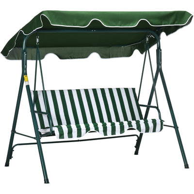Steel Frame 3 Seater Garden Swing Chair With Canopy Outsunny