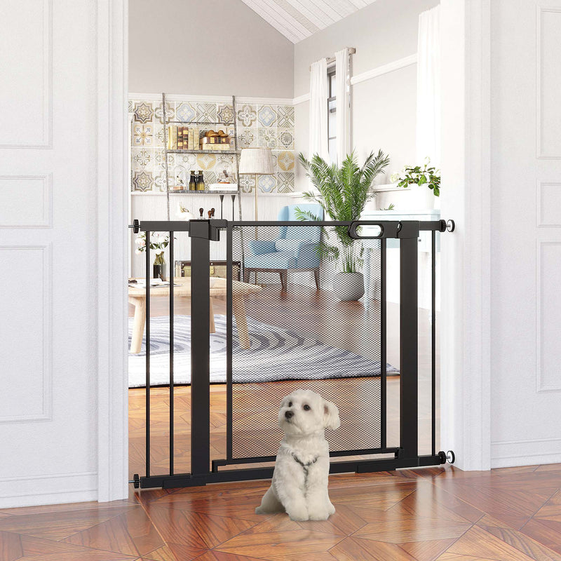 Black Dog Gate with 2 Extensions Kit