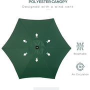 2m Outdoor Patio Parasol - Sun Shade, 6 Ribs Outsunny