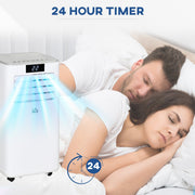 HOMCOM 7000 BTU Mobile Air Conditioner Portable AC Unit for Cooling Dehumidifying Ventilating with Remote Controller, LED Display, Timer, White Homcom