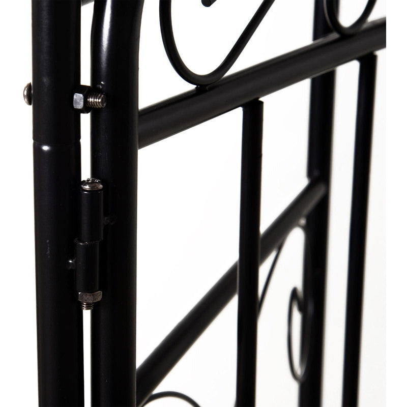 Metal Garden Arch with Gate, Climbing Plant Support, Black Outsunny