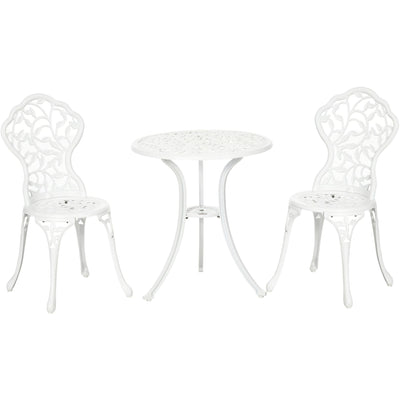 White Metal Garden Bistro Set Outsunny