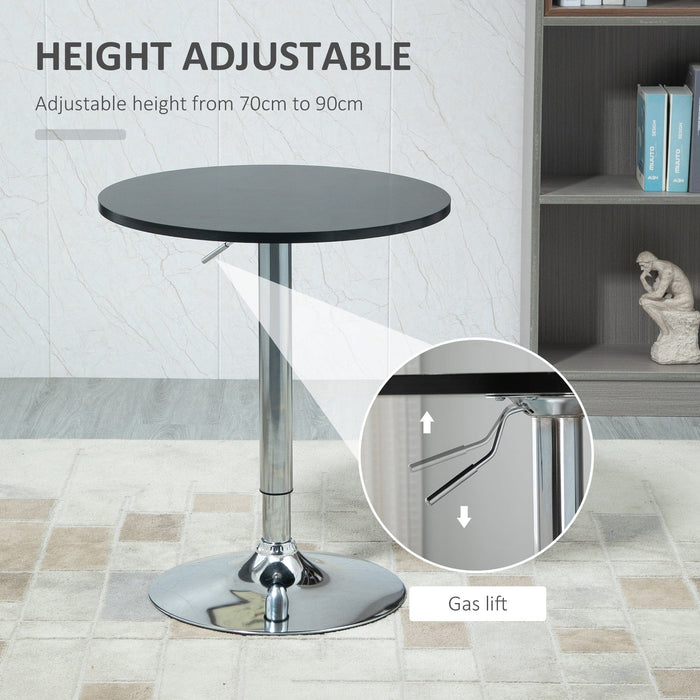 Black Adjustable Round Bar Table