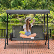 3 Person Garden Swing Chair With Side Pockets, Canopy Outsunny