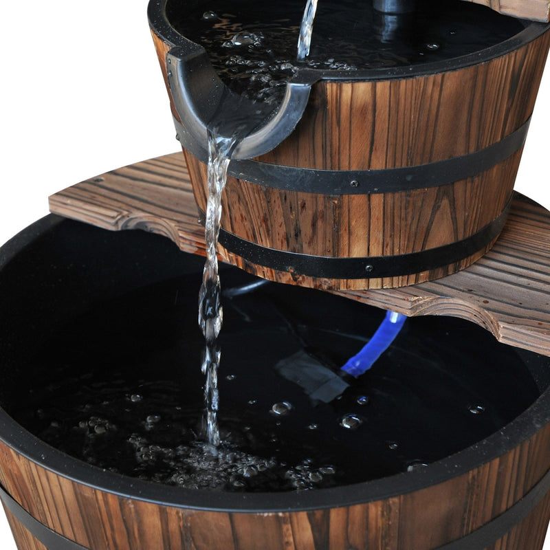 Wooden Water Pump Fountain, Cascading Garden Feature Outsunny
