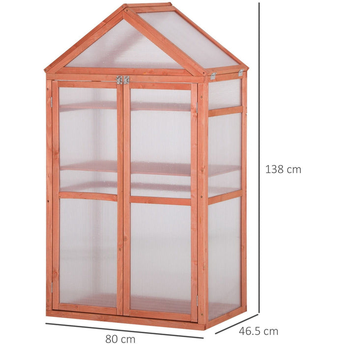 Greenhouse Cold Frame, Shelves, Double Doors, 80x47x138cm