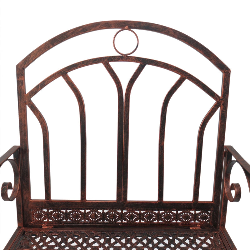 Garden Rocking Chair for Easy Outdoor Relaxation with Wide Seat and Armrests Bronze Red Outsunny