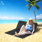 Outsunny Set of 2 Foldable Garden Beach Chair Mat Lightweight Outdoor Sun Lounger Seats Adjustable Back Metal Frame PE Fabric Head Pillow, Black Outsunny