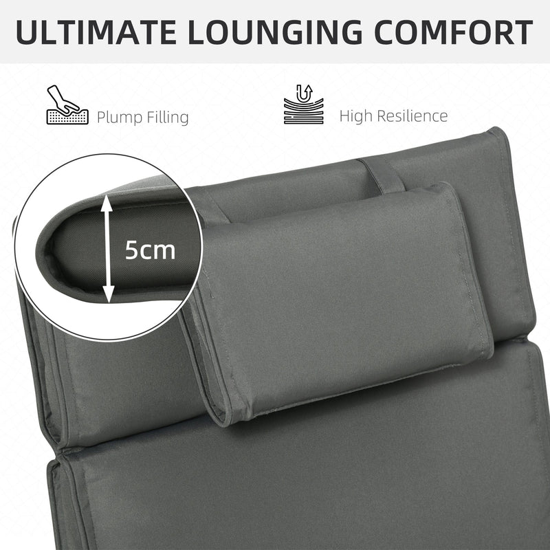 Grey Sun Lounger Replacement Cushion Outsunny