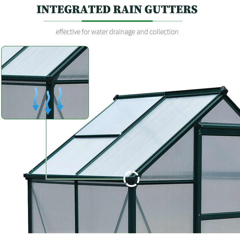 Polycarbonate Greenhouse, Walk In, Galvanised Frame, Clear
