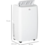 HOMCOM 12,000 BTU Portable Air Conditioner Dehumidifier Cooling Fan for Room up to 25m², with Remote, LED Display, 24H Timer, Window Mount Kit, White Homcom