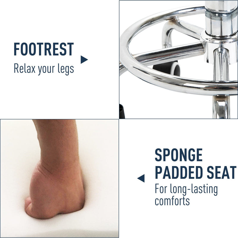 Beauty Salon Stool, Black Faux Leather