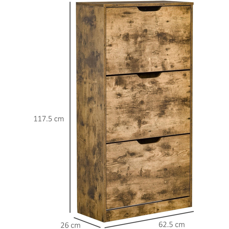 Rustic Shoe Cabinet With Doors, Holds 12-18 Pairs