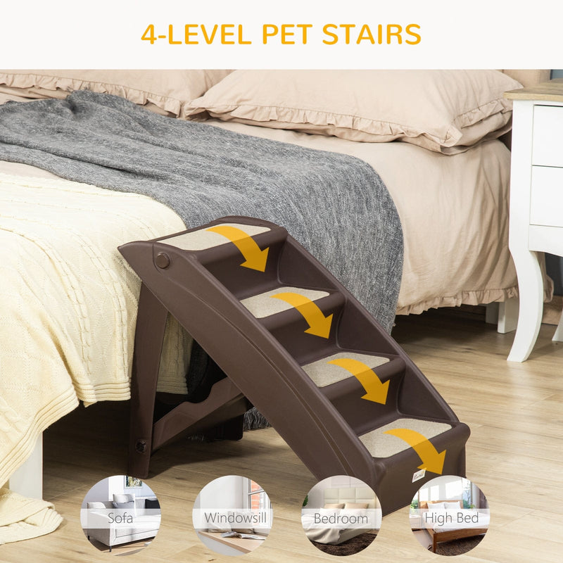 Dark Brown 4-Step Pet Stairs (62x38x49.5cm)