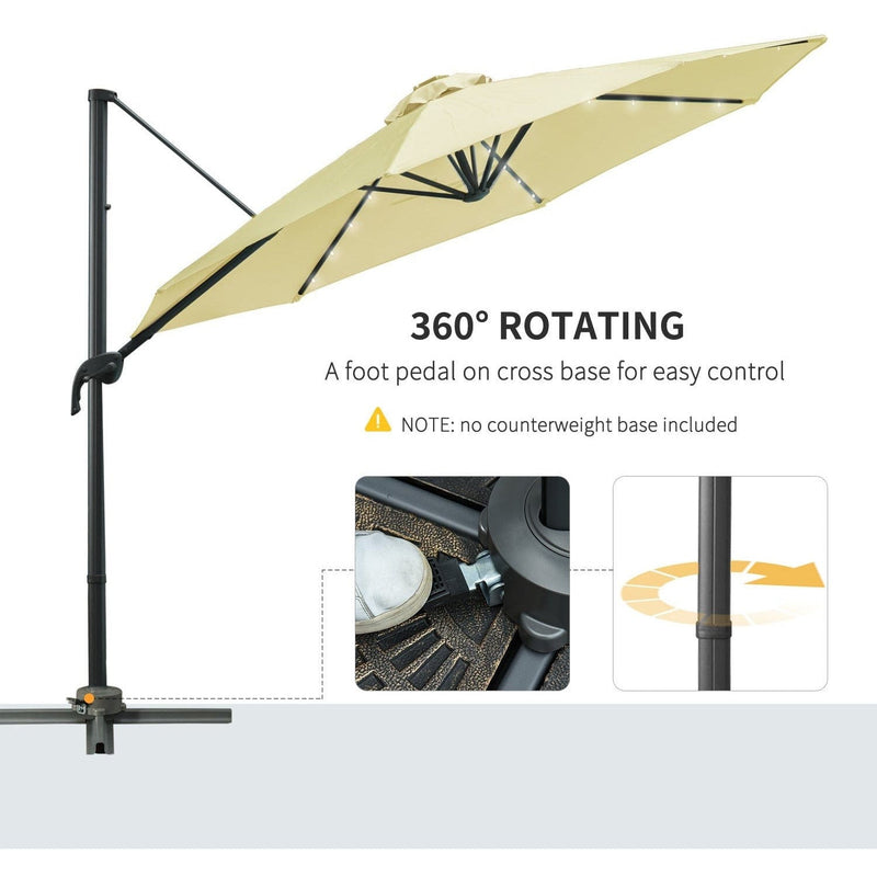 3m Roma Offset Cantilever Patio Parasol, 360° Rotation