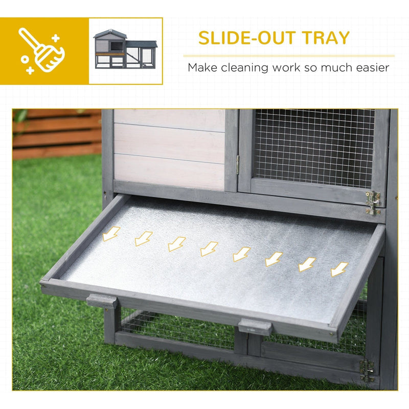 Wooden Rabbit Hutch with Water Resistant Roof, 147cm