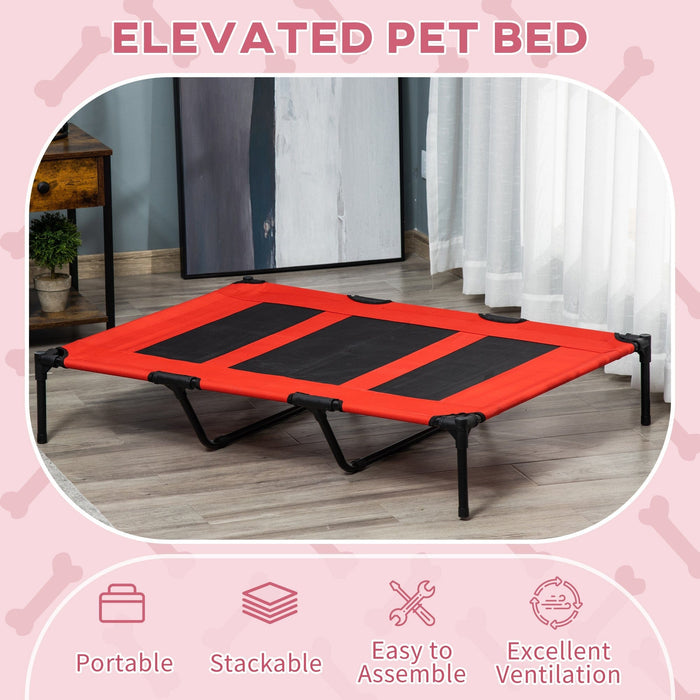 Raised Cooling Pet Bed, Breathable, XL, 122x92x23cm, Red