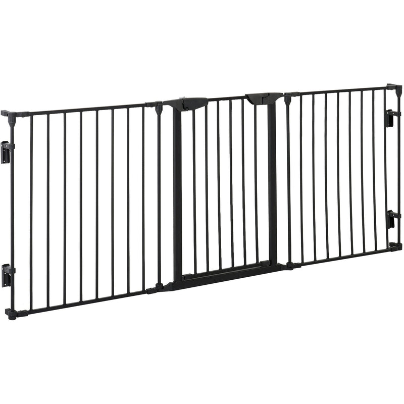 Pet Gate With Door, Pet Playpen, L180 x H74.5 cm, Black