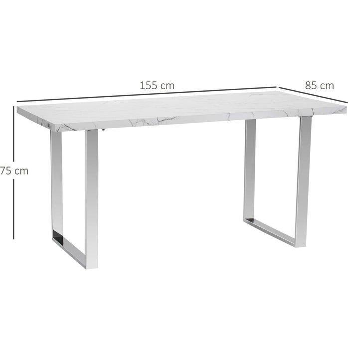 Rectangular Marble Effect Dining Table, Seats 6-8, White