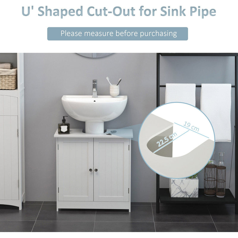 Under Sink Bathroom Cabinet, 60L x 30W x 60H cm, White