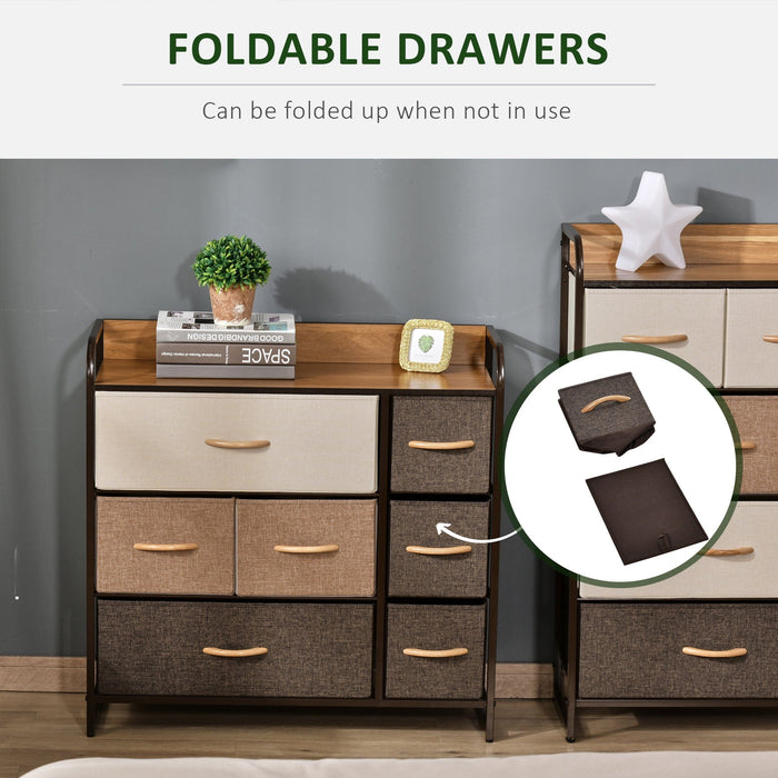 7-Drawer Fabric Dresser, Mixed Brown/Beige