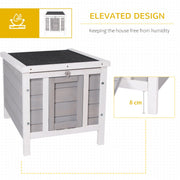 PawHut Wooden Rabbit Hutch Bunny Puppy Cage Guinea Pig Hutch, Rabbit Hideaway, Cat House, Pet Habitat Small Animals Ferret 51 x 42 x 43 cm, Grey Pawhut