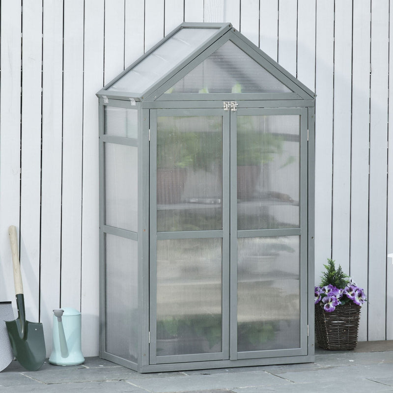 Greenhouse Cold Frame, Shelves, Double Doors, 80x47x138cm