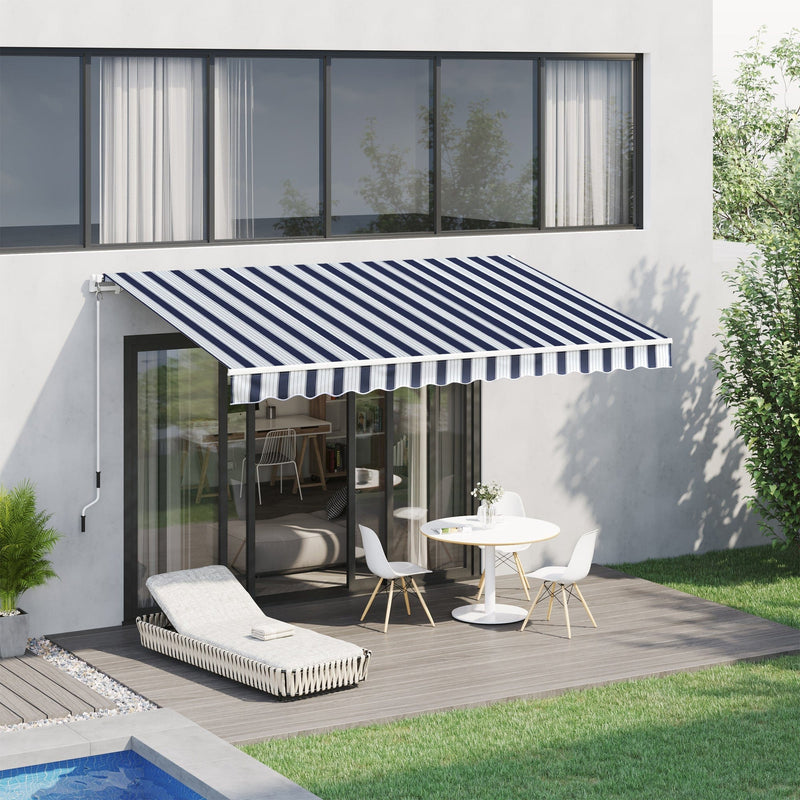 Manual Retractable Awning, 3.5 x 2.5 m, Blue/White