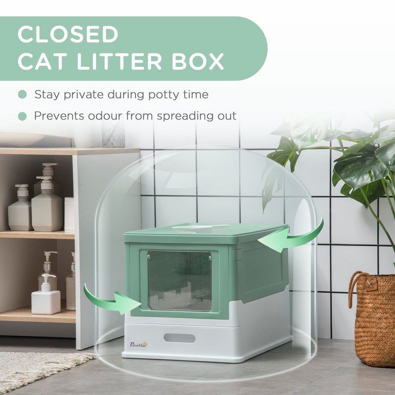 Green Hooded Cat Litter Box (47.5x35.5x36.7cm)