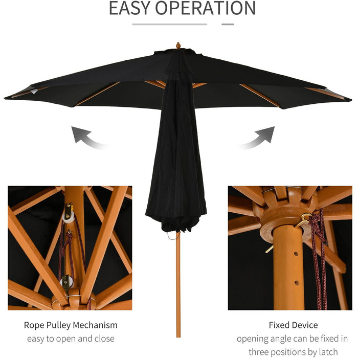 3m Wooden Parasol