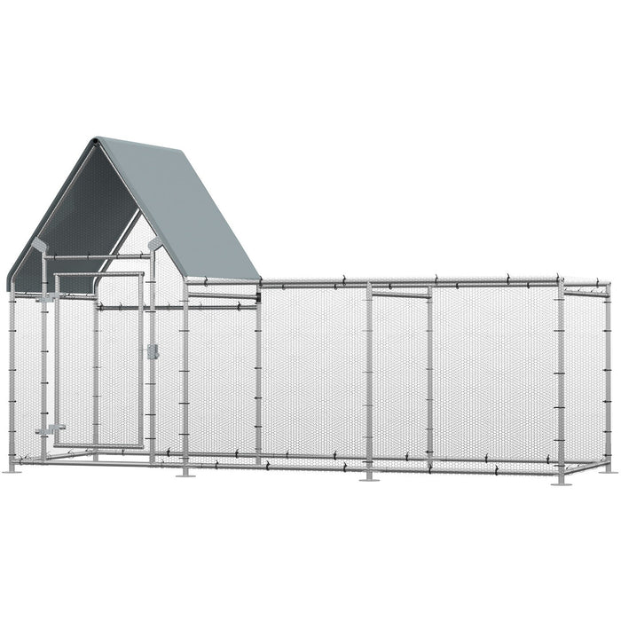 Large Galvanised Walk In Chicken Run w/ Water-Resist Cover